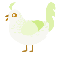 A white and apple chicken with a half-lace pattern