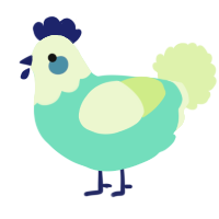 A mint and apple chicken with a head pattern