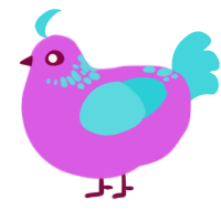 A orchid and aqua chicken with a neck-speckle pattern