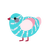 Trans Rights, a aqua and rose chicken with a bar pattern