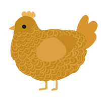 A ochre and orange chicken with a double-lace pattern