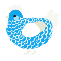 A sky and white chicken with a lace pattern