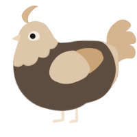 A bark and beige chicken with a head pattern
