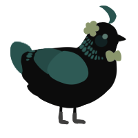 A black and turquoise chicken with a neck-band pattern