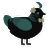 A black and turquoise chicken with a neck-band pattern