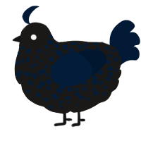 A sable and tumblr chicken with a speckle pattern