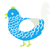 A sky and white chicken with a lace pattern