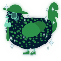 A tumblr and viridian chicken with a speckle pattern