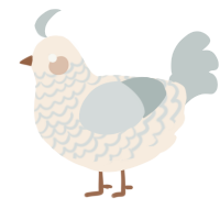A cream and silver chicken with a lace pattern