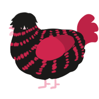 A sable and crimson chicken with a bar pattern