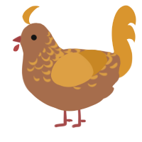 A brown and orange chicken with a half-lace pattern