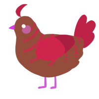 A russet and crimson chicken with a half-bar pattern