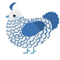 A silver and ultramarine chicken with a lace pattern