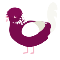 A wine and white chicken with a neck-speckle pattern
