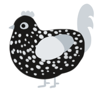 A sable and mist chicken with a speckle pattern