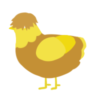 A gold and yellow chicken with a head pattern