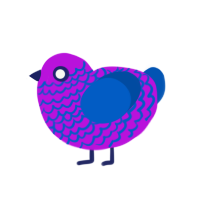 Grape, a amethyst and ultramarine chicken with a lace pattern