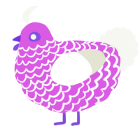 A orchid and white chicken with a lace pattern