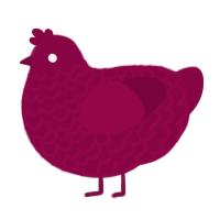 A maroon chicken with a lace pattern