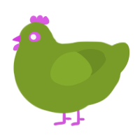 A chartreuse chicken
