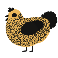 A honey and black chicken with a double-lace pattern
