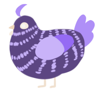 Lavender, a overcast and lilac chicken with a bar pattern