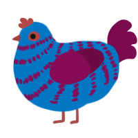 A sapphire and wine chicken with a bar pattern