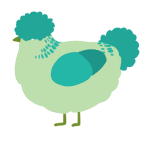 A gluppy and turquoise chicken with a neck-band pattern