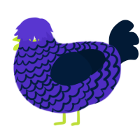 A indigo and tumblr chicken with a lace pattern