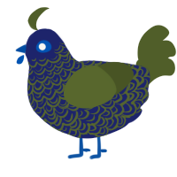 A navy and olive chicken with a double-lace pattern