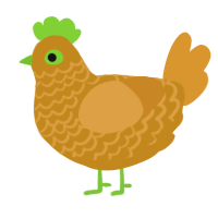 A ochre and orange chicken with a lace pattern