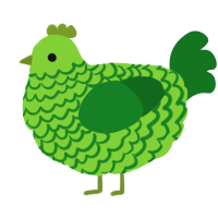 A grass and leaf chicken with a lace pattern