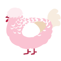 A rose and cream chicken with a half-lace pattern