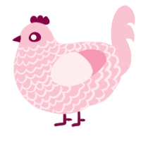 A rose chicken with a lace pattern