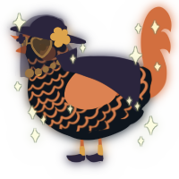 A tumblr and vermilion chicken with a lace pattern
