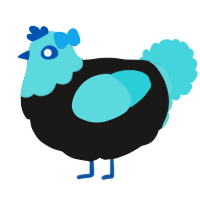 A sable and aqua chicken with a head pattern