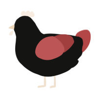 A black and red chicken