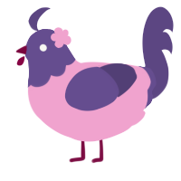 A pink and overcast chicken with a head pattern