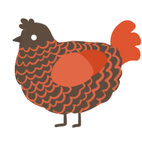 A bark and vermilion chicken with a lace pattern