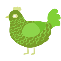 A chartreuse and grass chicken with a lace pattern
