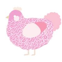 A pink and rose chicken with a double-lace pattern