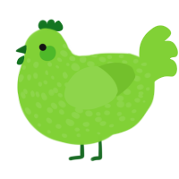 A grass chicken with a speckle pattern
