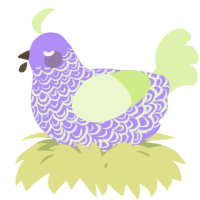 A lilac and apple chicken with a double-lace pattern