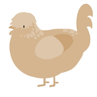 A beige chicken with a neck-speckle pattern