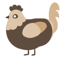 A bark and beige chicken with a head pattern