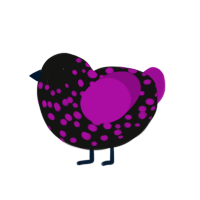 Into The Void, a black and plum chicken with a speckle pattern