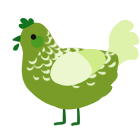 A chartreuse and apple chicken with a half-lace pattern