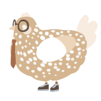 A beige and cream chicken with a speckle pattern