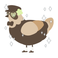 A bark and beige chicken with a head pattern