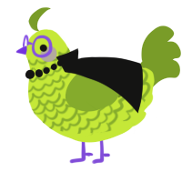 A lime and chartreuse chicken with a lace pattern